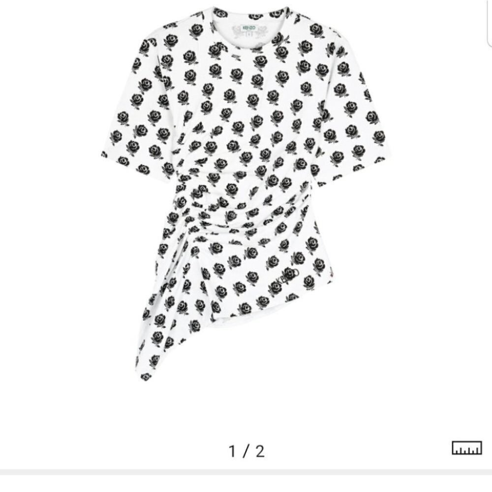 Vintage Kenzo Paris Rose Ruched cotton shirt